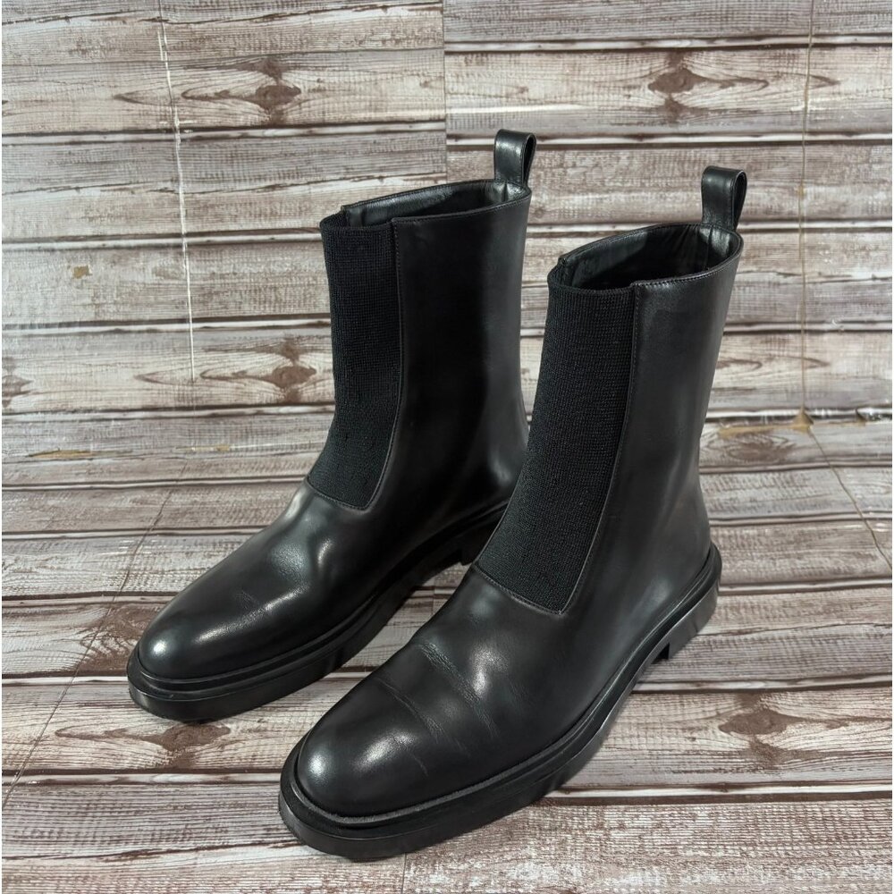 Jil Sander chunky leather boots size 39 US 6.5 black mspr $1143 made in Italy
